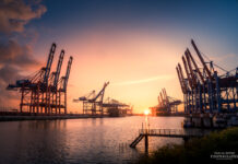 Waltershofer Damm – Fotografieren im Hamburger Hafen Waltershofer Damm Hamburg Fotospot Sonnenuntergang